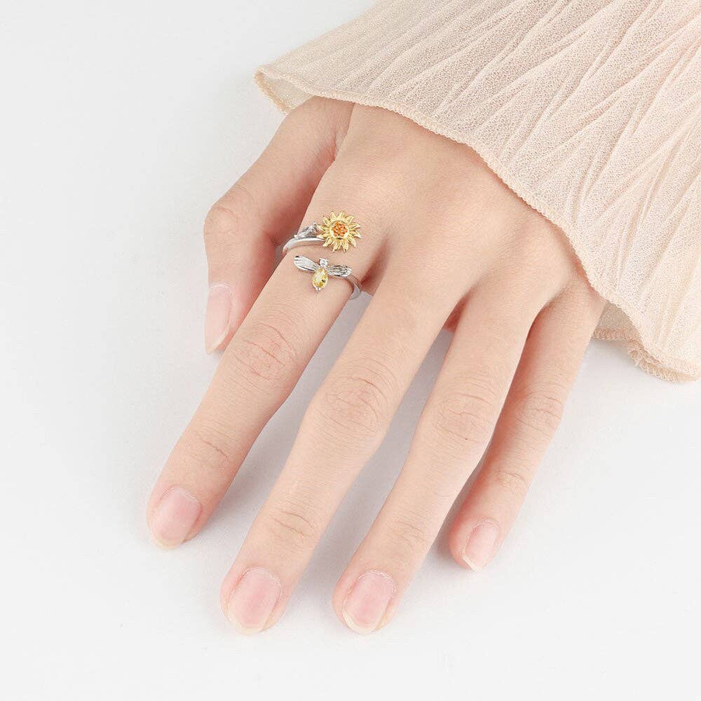 Ring - Sunflower Anxiety Fidget Spinner Sterling Silver