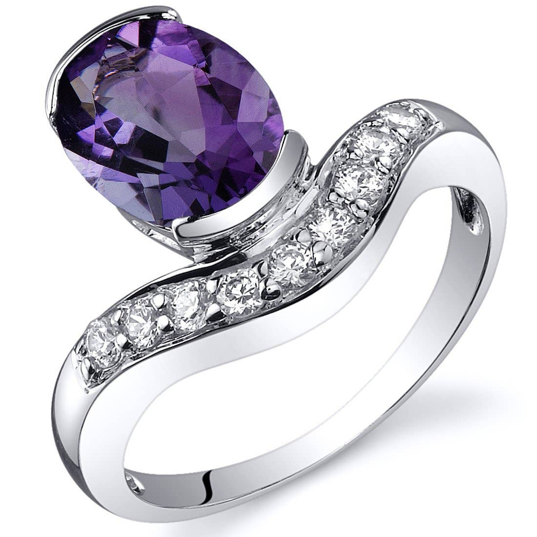 Ring - Amethyst Sterling Silver Oval Cut