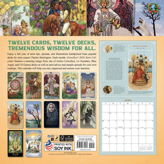 Llewellyn's 2026 Tarot Calendar back