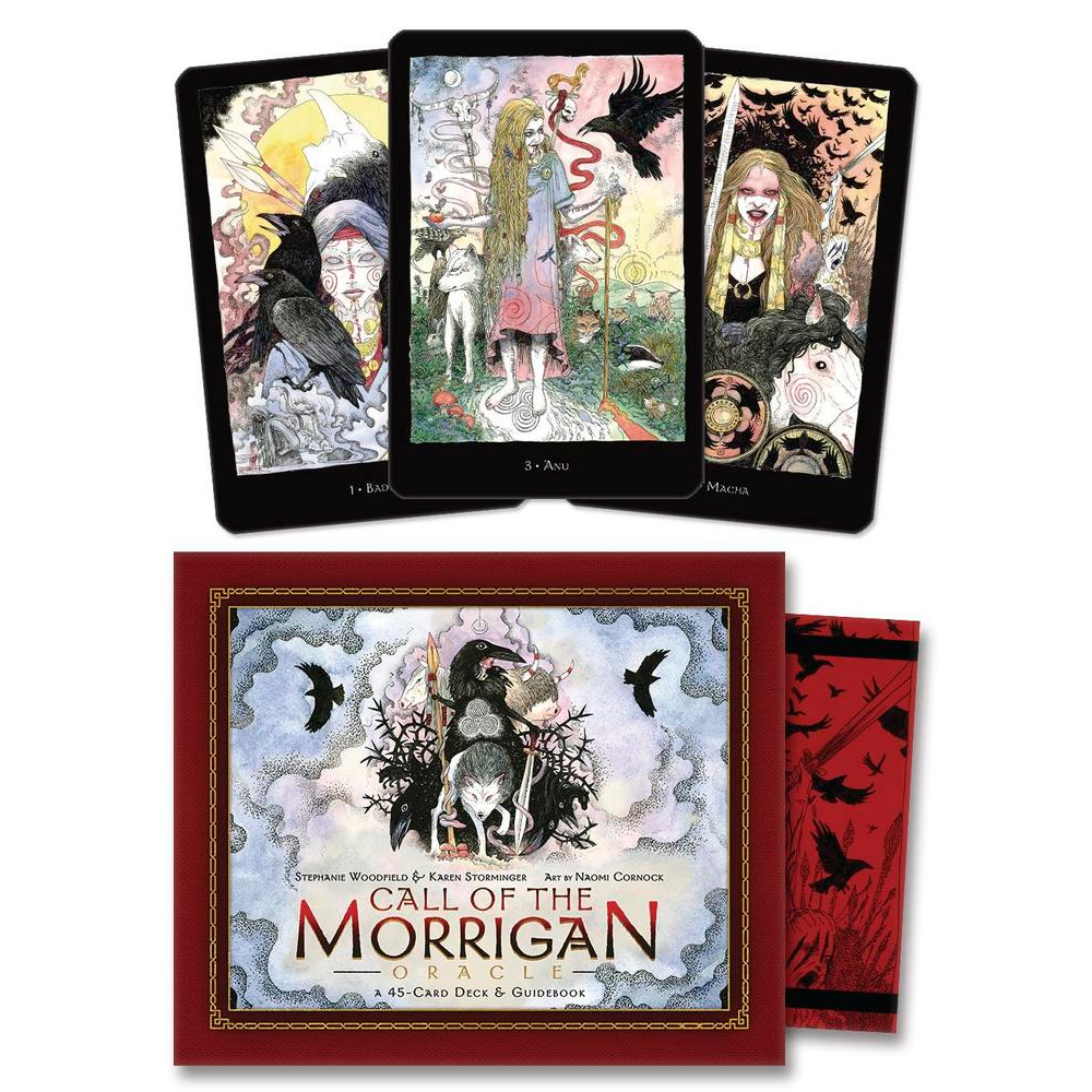 Call of the Morrigan tarot card set with packaging on a white background