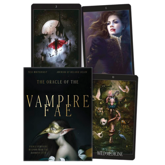 Oracle cards titled 'The Oracle of the Vampire Fae' with artistic illustrations on a white background.