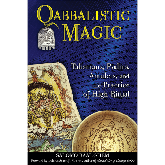 Book cover of 'Qabbalistic Magic' with magical symbols and text on a blue background