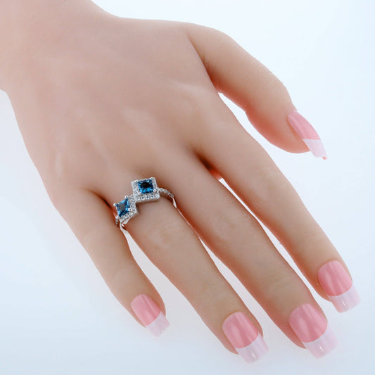 Ring - London Blue Topaz Princess Cut Sterling Silver