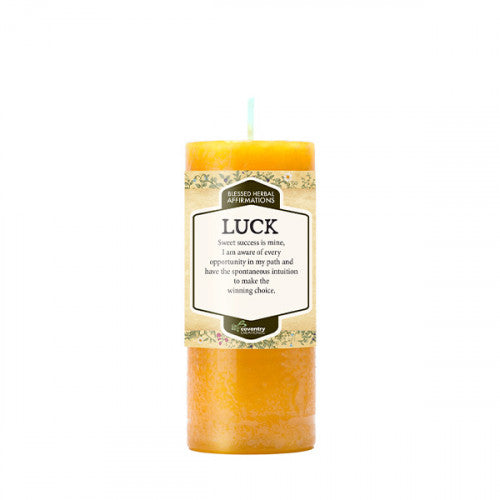 luck affirmation candle 2x4"