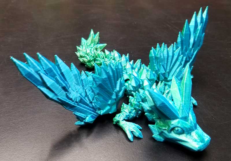 Aqua, green 3d dragon 7"x8"