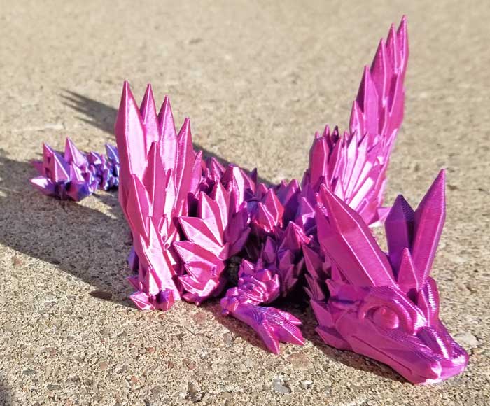 pink, aqua shadow 3d dragon 7"x8"
