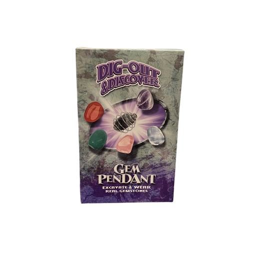 Packaging of a gem pendant with colorful stones on a white background