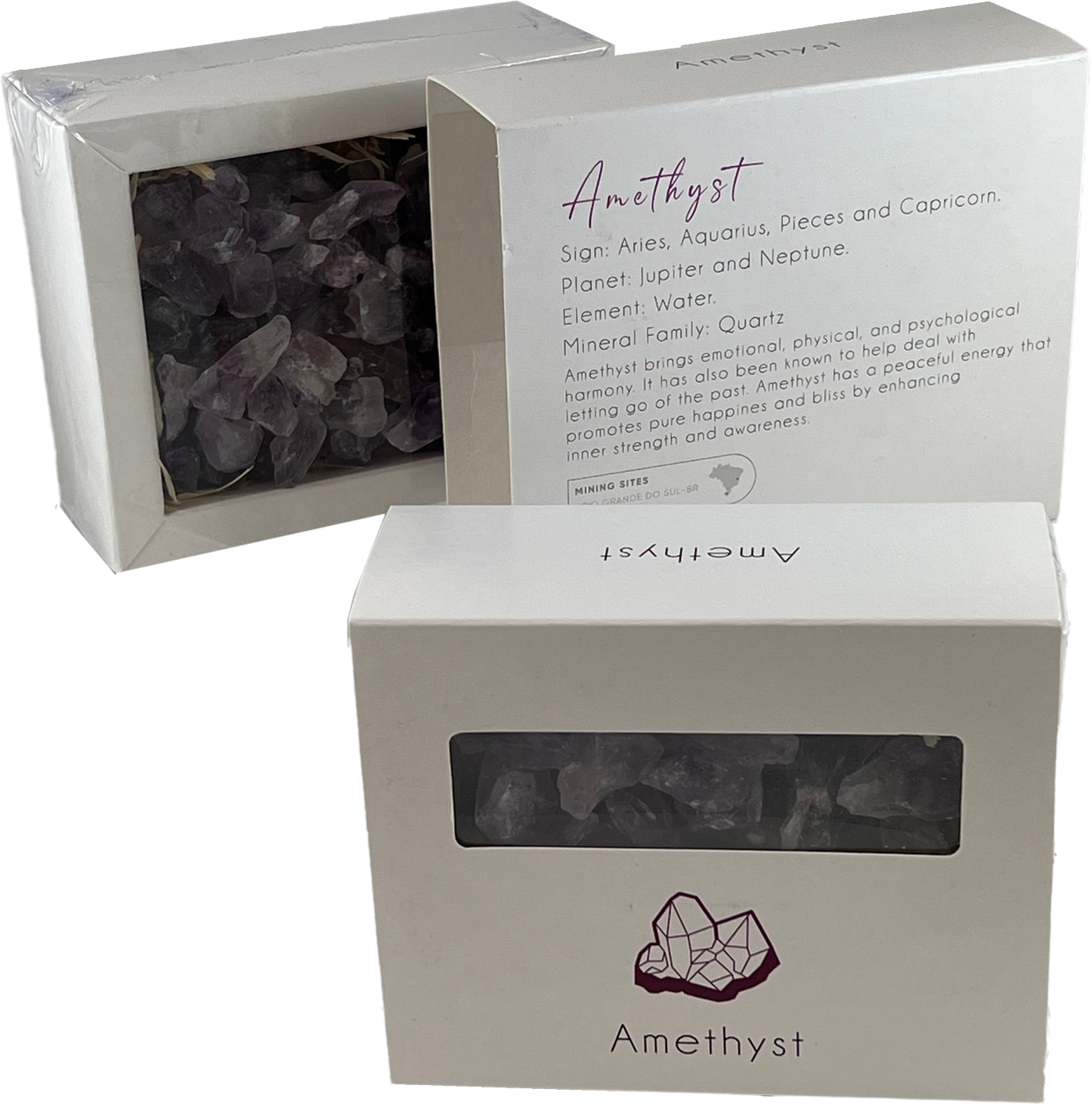 amethyst raw stones in pre-packaged box
