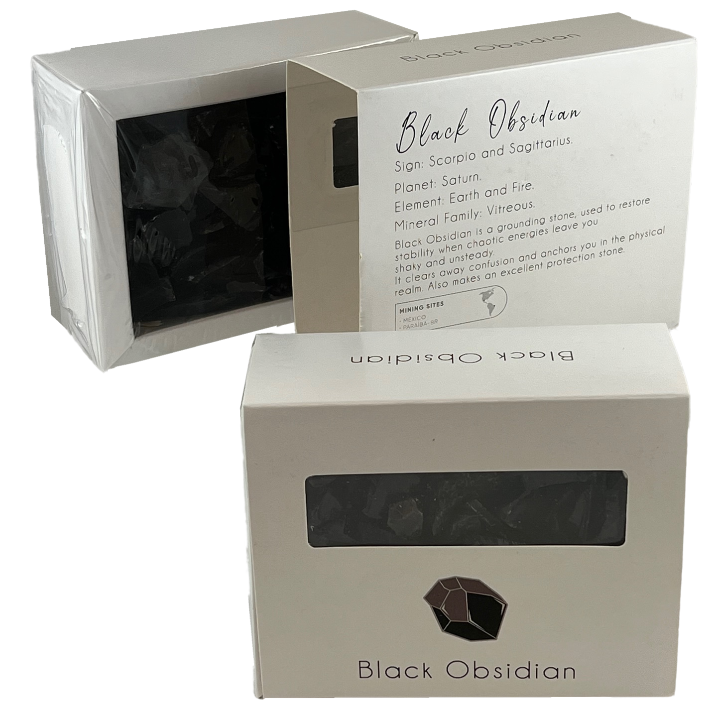 black obsidian in pre-packaged box
