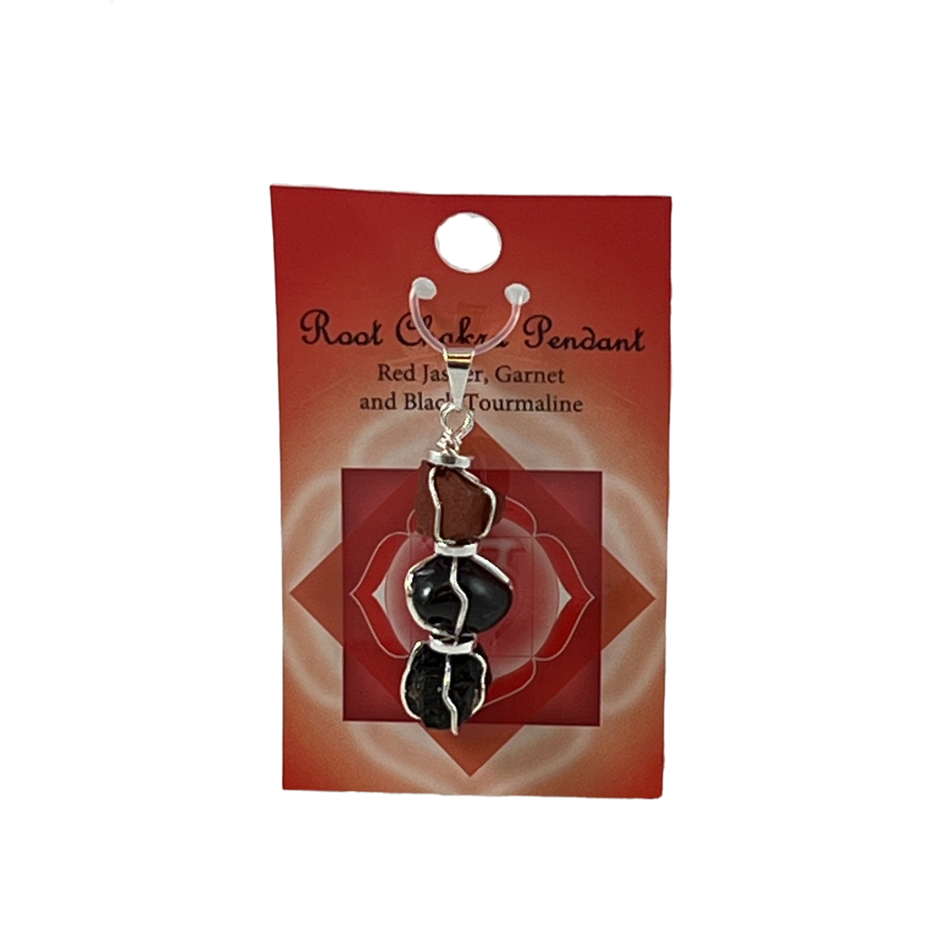 root chakra pendant ". red jasper. garnet, black tourmaline