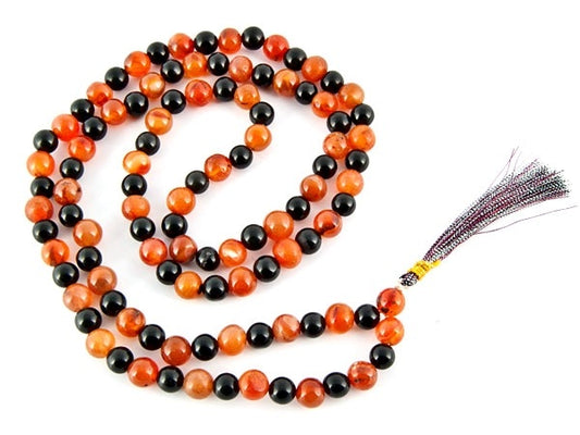 black agate and carnelian prayer beads