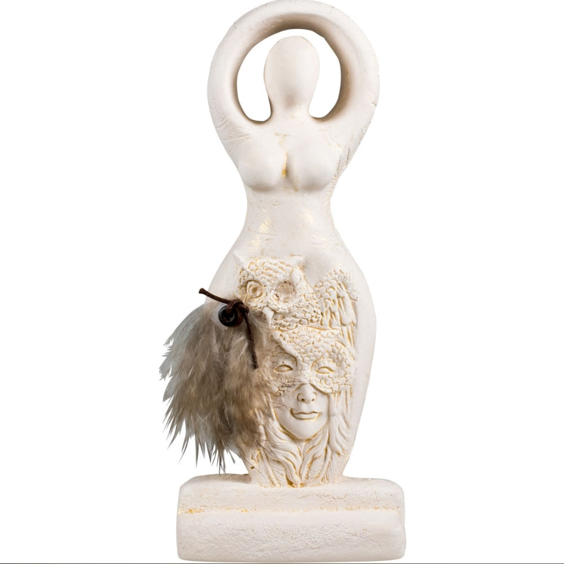 Gypsum Cement Figurine - Owl Goddess 5.5"