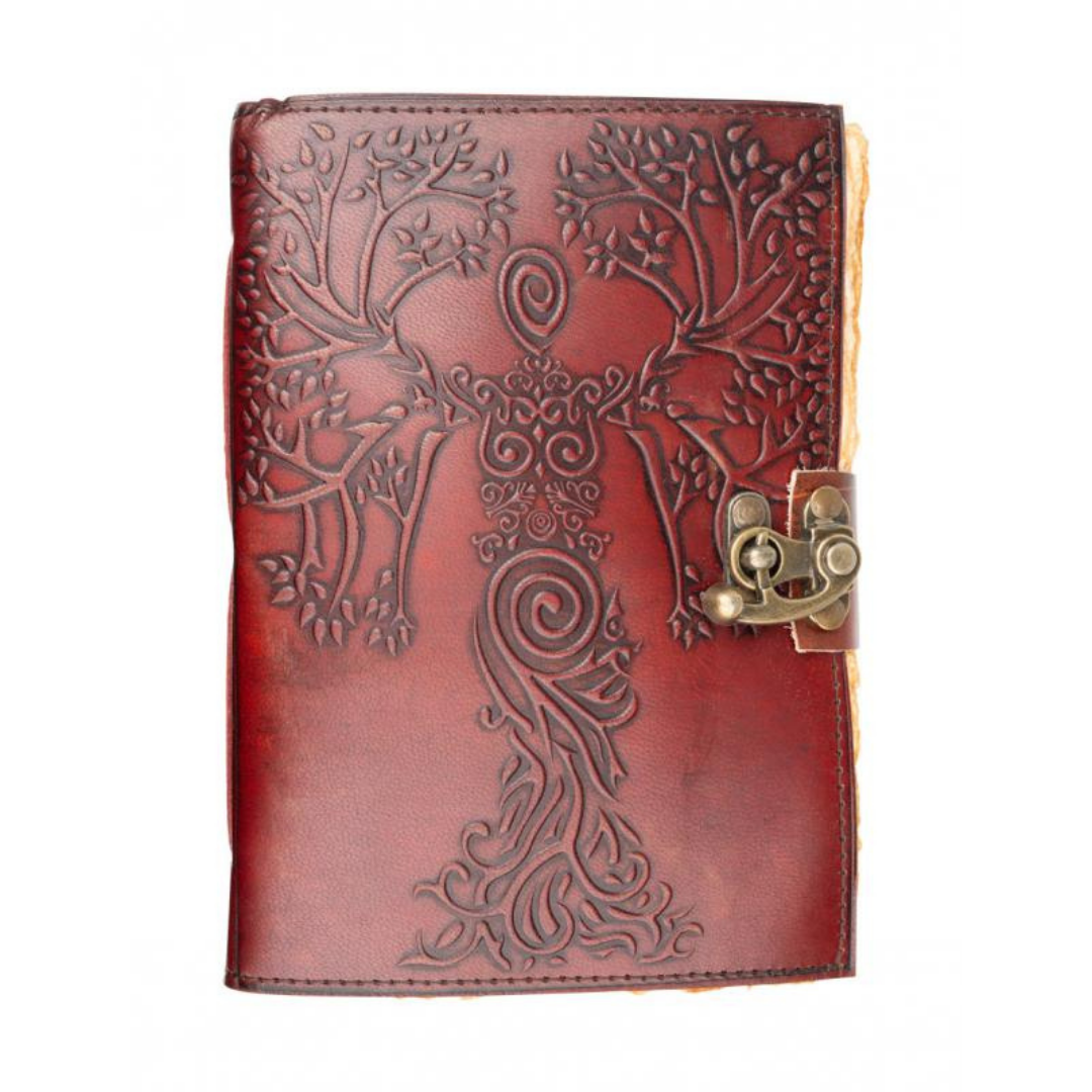 goddess tree leather journal