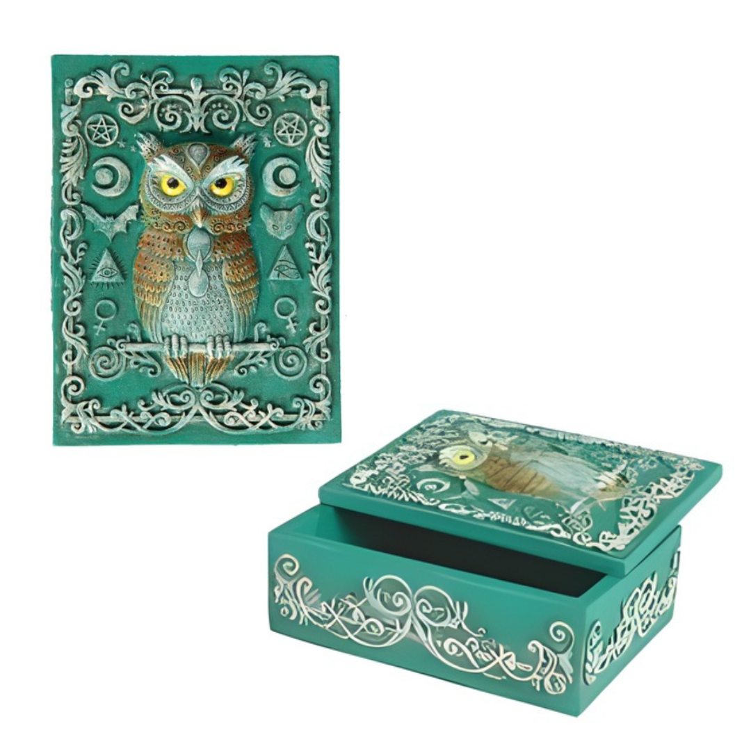 Green Owl Trinket Box