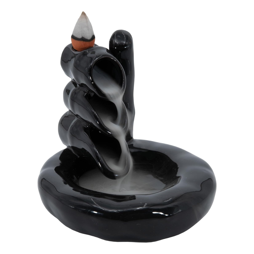 Backflow Incense Burner - Black Ceramic Bamboo