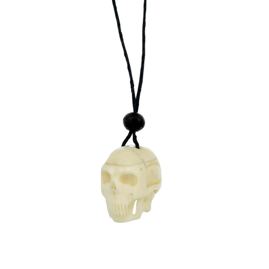 Carved Bone Skull Necklace