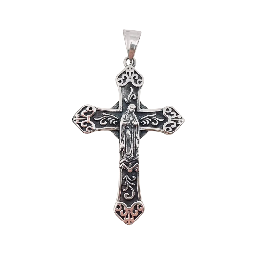 Pendant - Stainless Steel Blessed Virgin Mary Cross