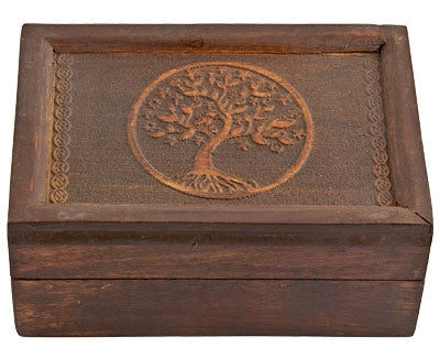 Tree of Life Carved Wood Box (4 x 6")