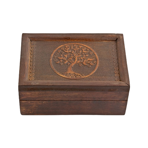 Tree of Life Carved Wood Box (4 x 6")