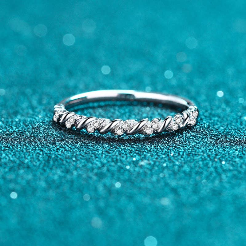Ring - Twist Band Moissanite Sterling Silver