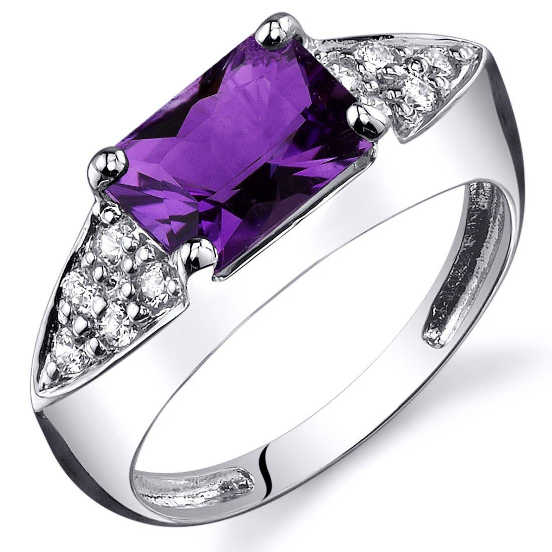 radiant cut sterling silver amethyst ring