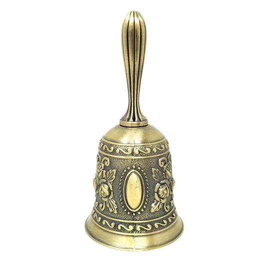 BRONZE ALTAR BELL WITH FLORAL DESIGN