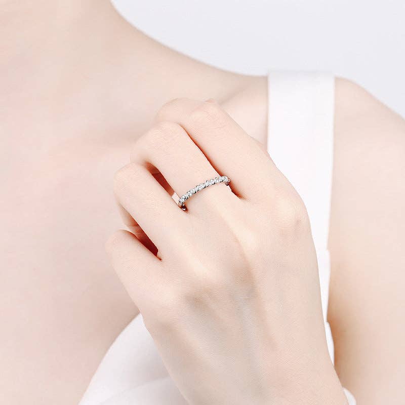 Ring - Twist Band Moissanite Sterling Silver