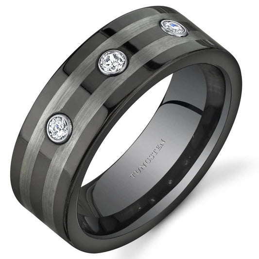 Ring - 3-Stone 8mm Tungsten Band