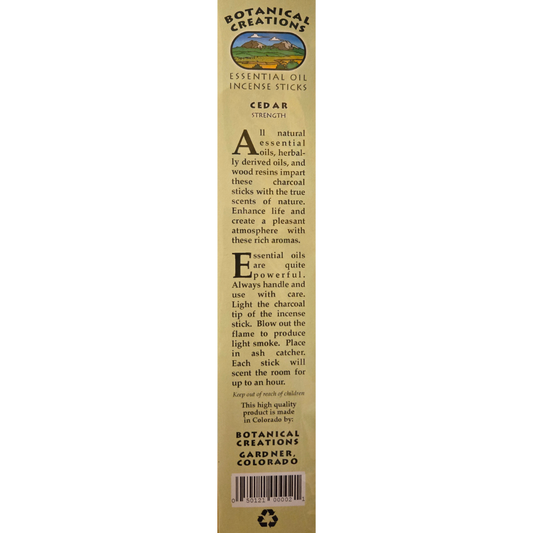 Botanical Creations: Cedar Essential Oil Incense Sticks