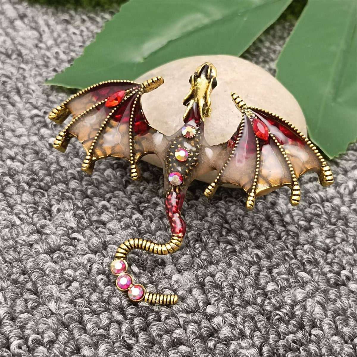 Rhinestone Enamel Dragon Brooch