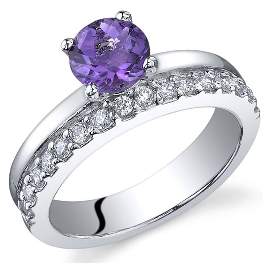 Ring - Amethyst Round Cut Sterling Silver