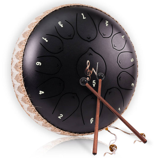 Steel Tongue Drum - 12-Inch, 13 Notes - Black