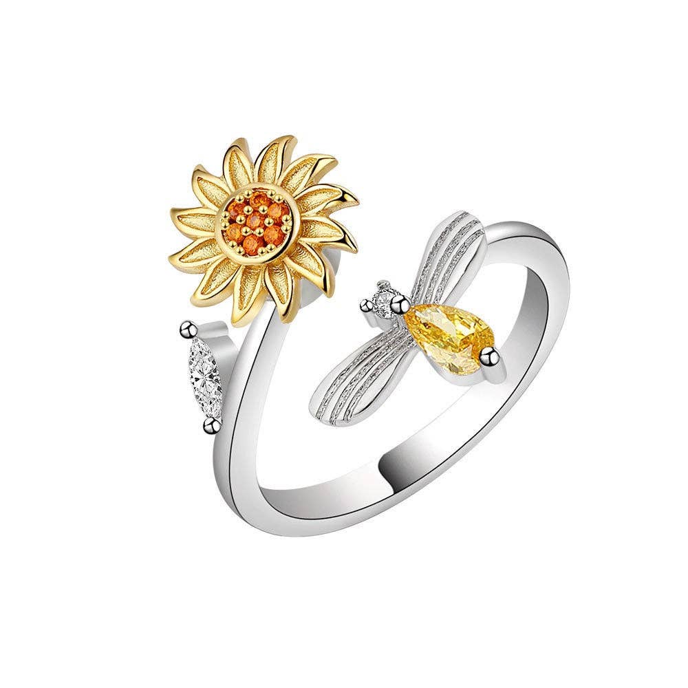 Ring - Sunflower Anxiety Fidget Spinner Sterling Silver
