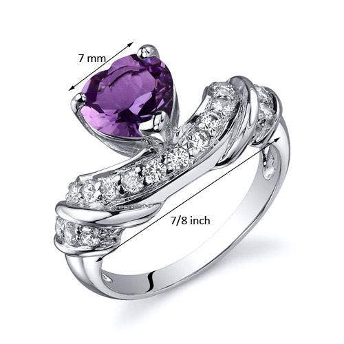 Ring - Amethyst Heart Shape Sterling Silver