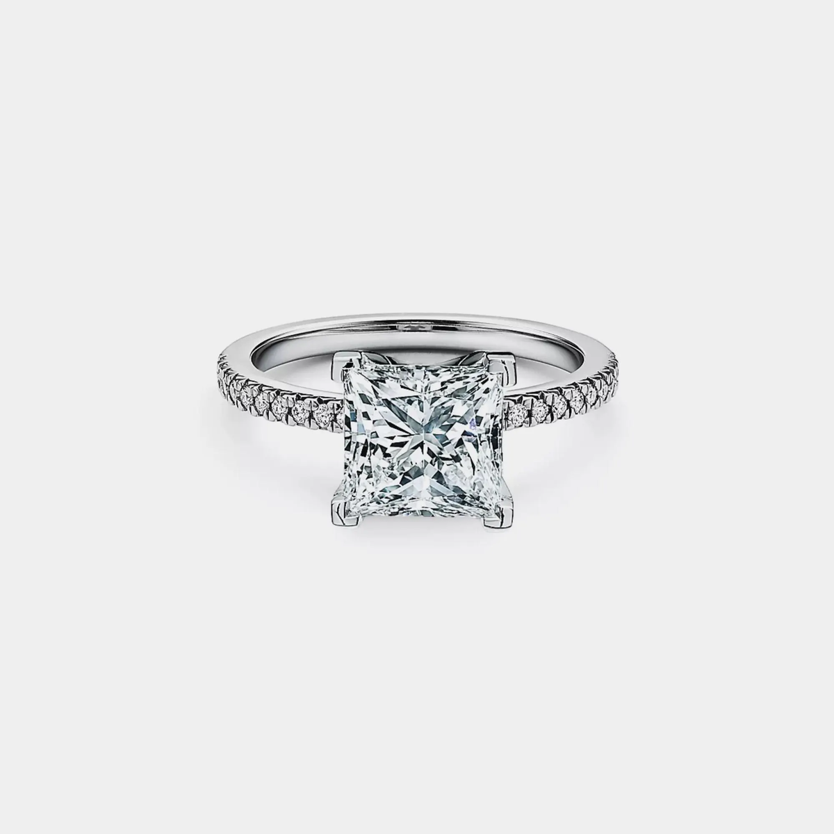 Ring - Princess Cut Moissanite Pave Sterling Silver