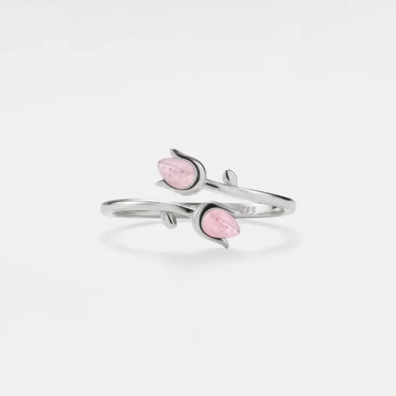 Ring - Rose Quartz Tulip Sterling Silver
