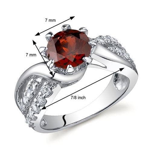 Ring - Garnet Round Cut Sterling Silver