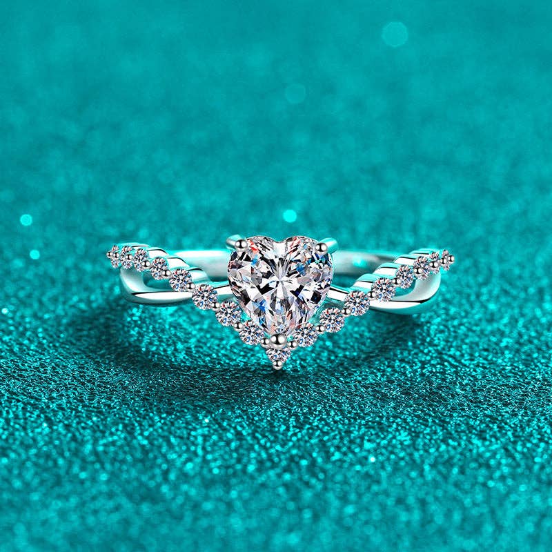 Ring - Heart Moissanite Pave Sterling Silver