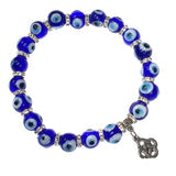Evil Eye Bracelet - All Blue Glass w/ Charm