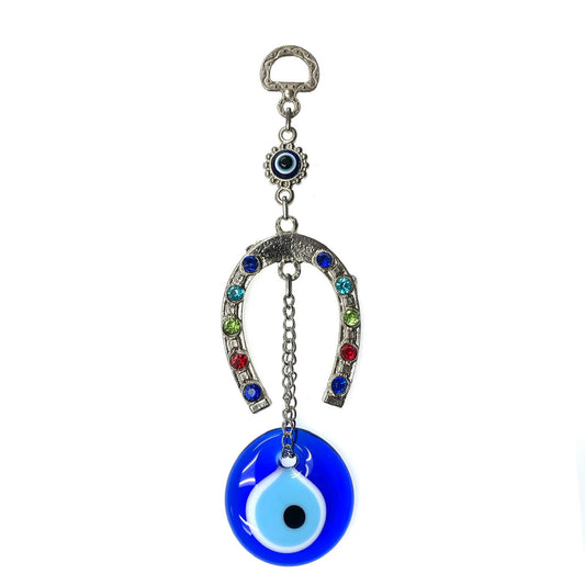 Multi Color Horse Shoe with Evil Eye (7 x 2")