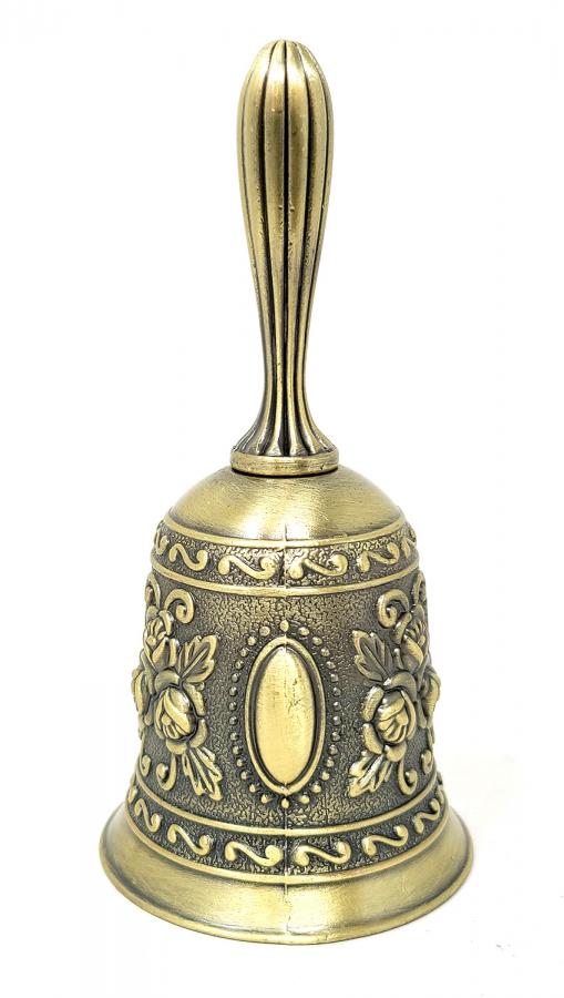 BRONZE ALTAR BELL WITH FLORAL DESIGN