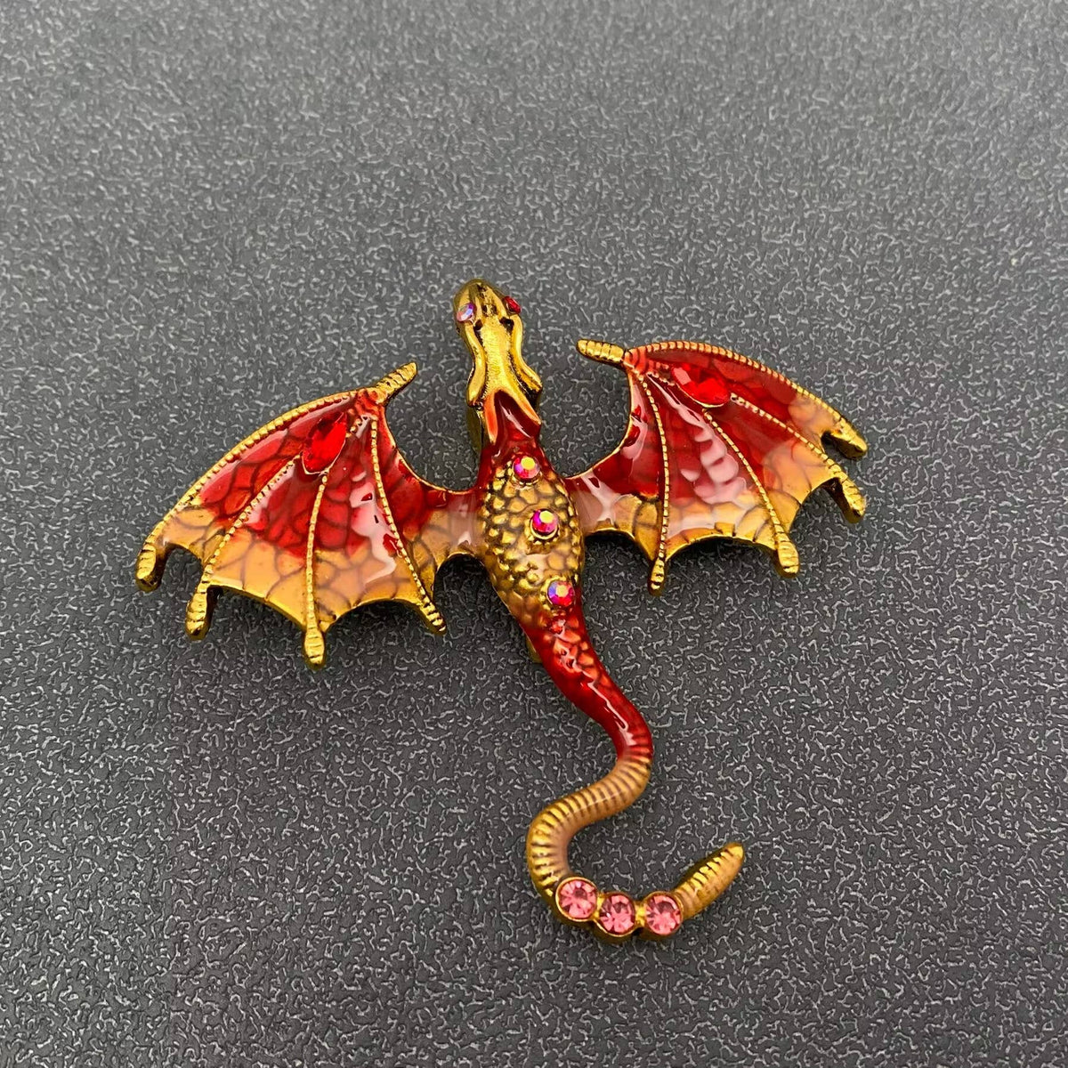 Rhinestone Enamel Dragon Brooch