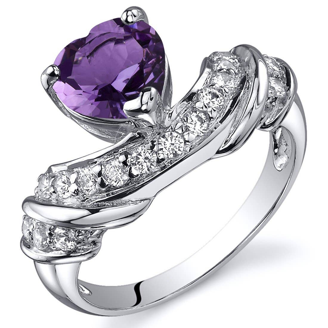 Ring - Amethyst Heart Shape Sterling Silver