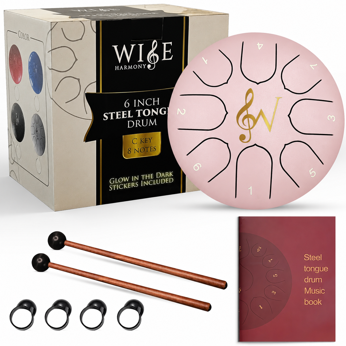 Steel Tongue Drum - 6-Inch, 8-Notes - Candy Pink