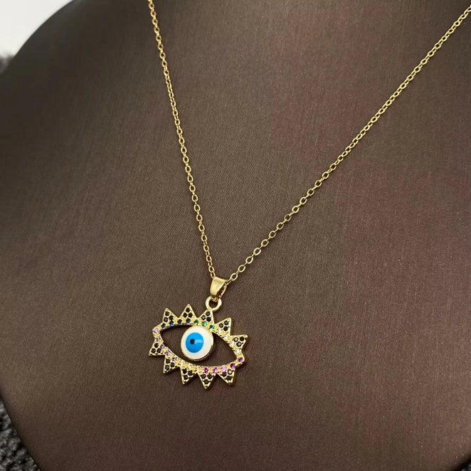 Necklace - Evil Eye Gold Plated w/ Rhinestones