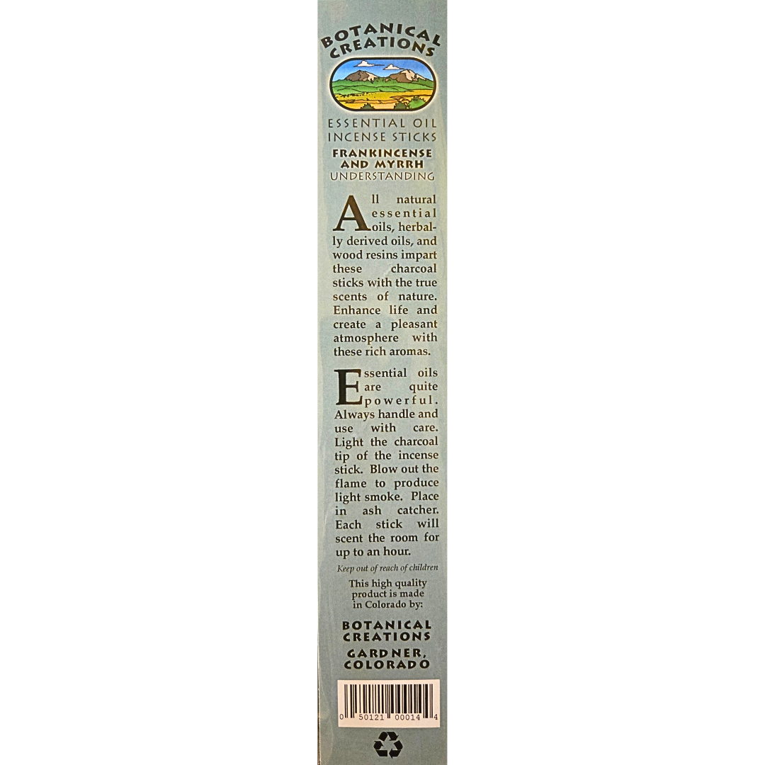 Botanical Creations: Frankincense and Myrrh Essential Oil Incense Sticks