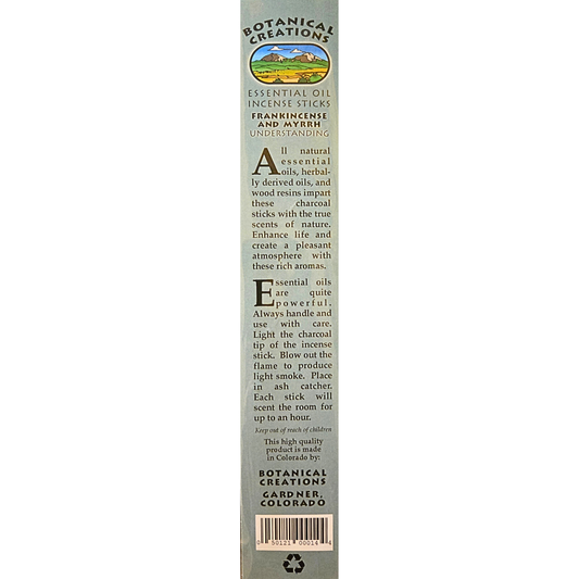 Botanical Creations: Frankincense and Myrrh Essential Oil Incense Sticks