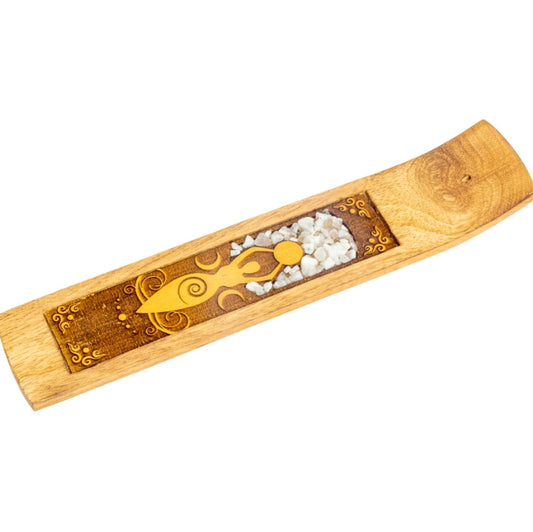 moon goddess wooden incense stick burner