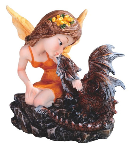 peach fairy with red dragon 4.5" wide