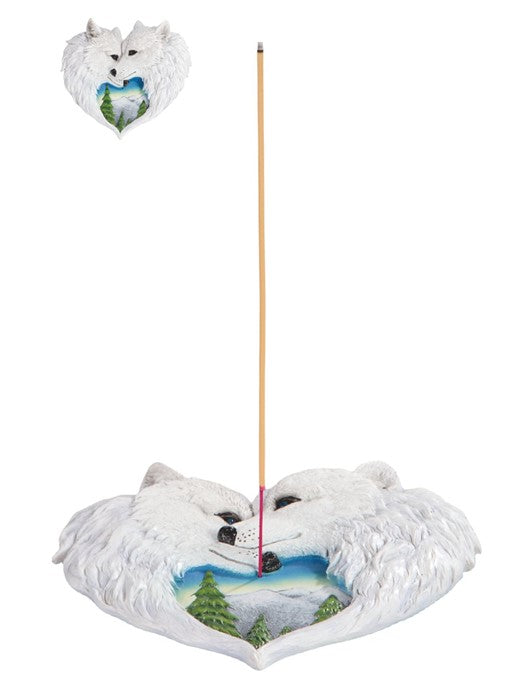 Snow Wolves Incense Burner Flat